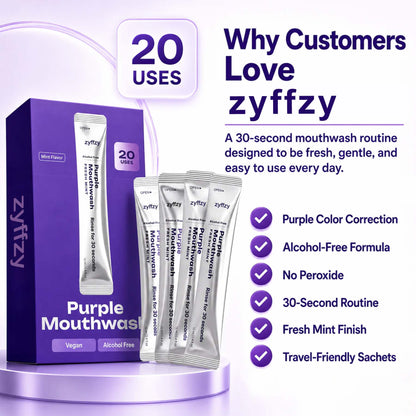 Purple Mouthwash - Sachets 20 Pack - Peroxide-Free - Alcohol Free - Vegan Mint