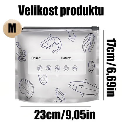 PKNEW® 🥬 Chytré pratelné hliníkové úložné sáčky (3 velikosti) 🍇 — S robustním zipem a snadno označitelným povrchem pro organizované skladování v lednici, mrazáku a spíži ♻️