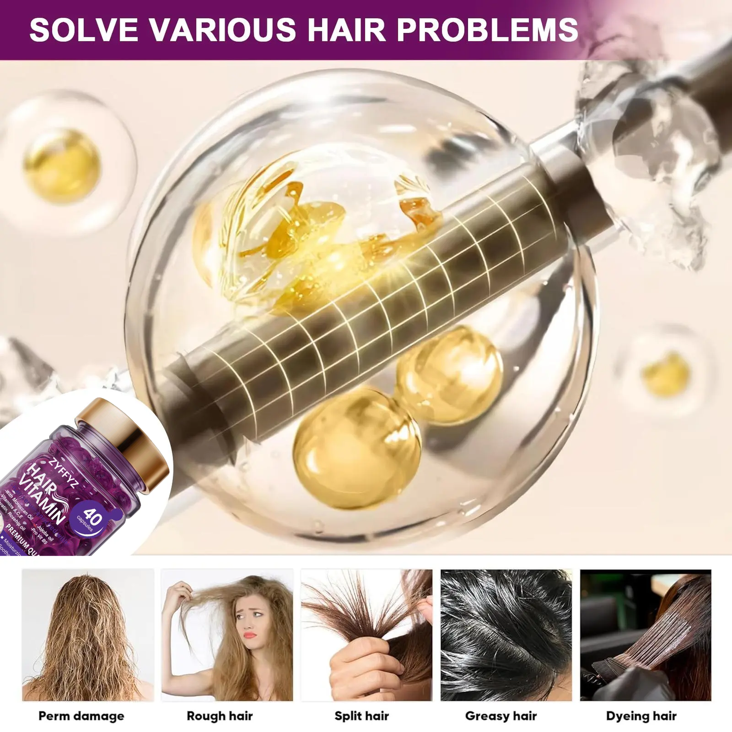 Zyffyz Hair Vitamin Serum Capsules ,  Frizz-Free Hair