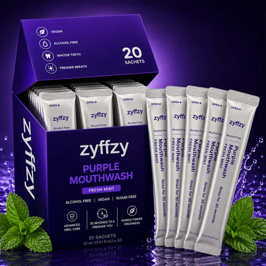 Purple Mouthwash - Sachets 20 Pack - Peroxide-Free - Alcohol Free - Vegan Mint