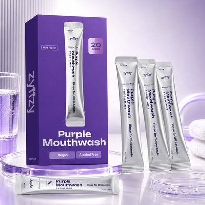Purple Mouthwash - Sachets 20 Pack - Peroxide-Free - Alcohol Free - Vegan Mint