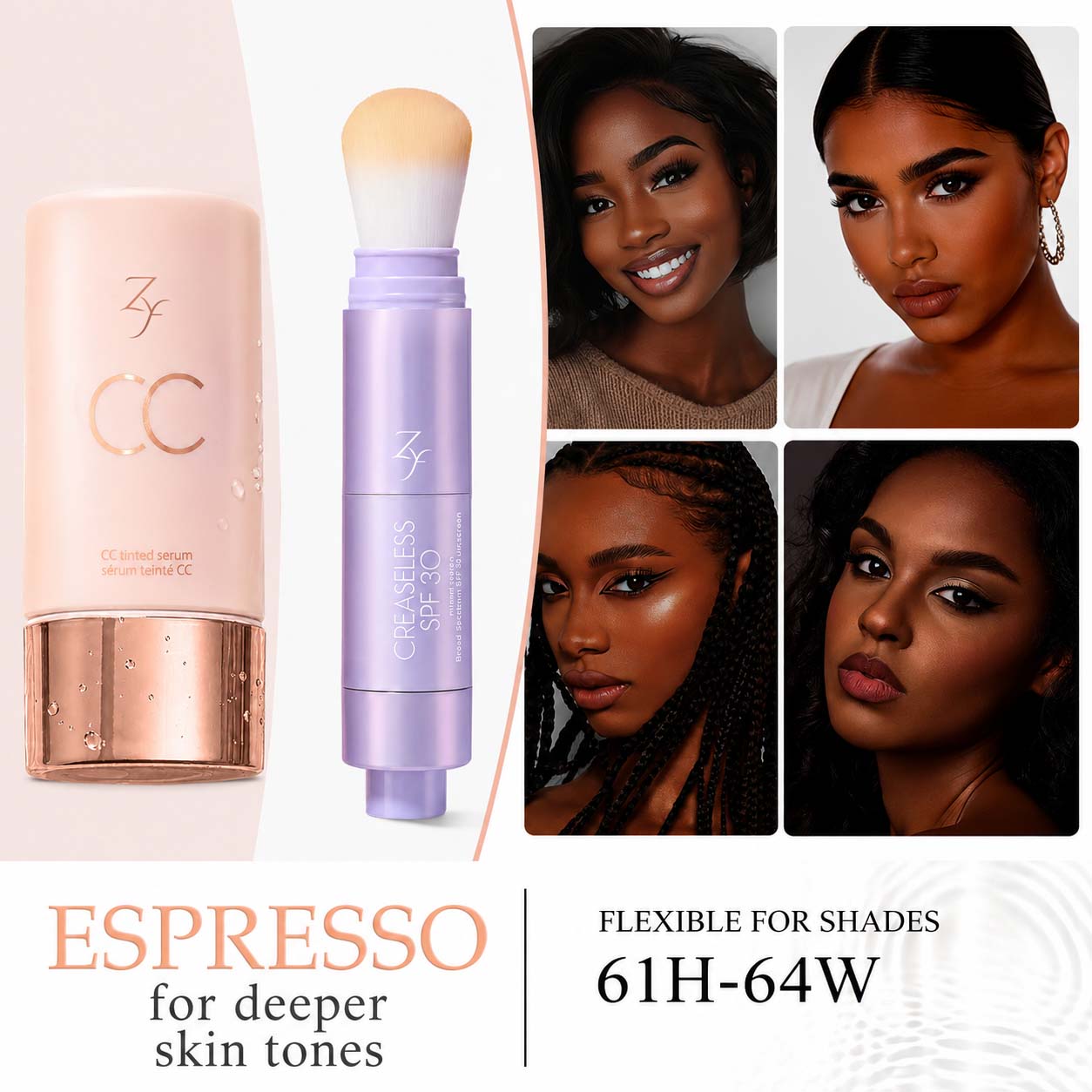 Zyffyz Summer Skin Essentials Set — CC Serum + Solid SPF 30 Sunscreen Brush