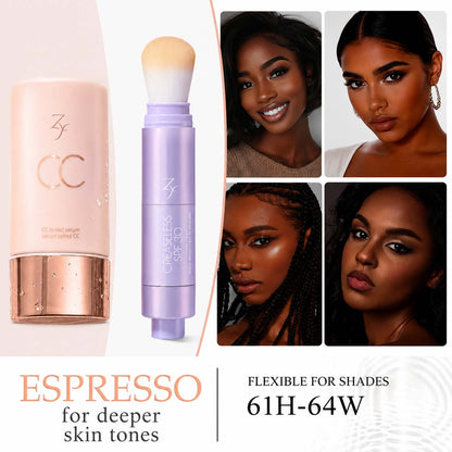 Zyffyz Summer Skin Essentials Set — CC Serum + Solid SPF 30 Sunscreen Brush