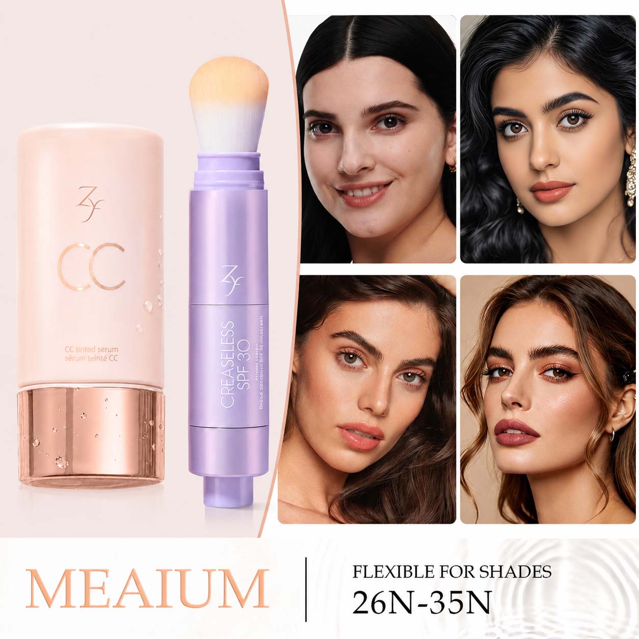 Zyffyz Summer Skin Essentials Set — CC Serum + Solid SPF 30 Sunscreen Brush